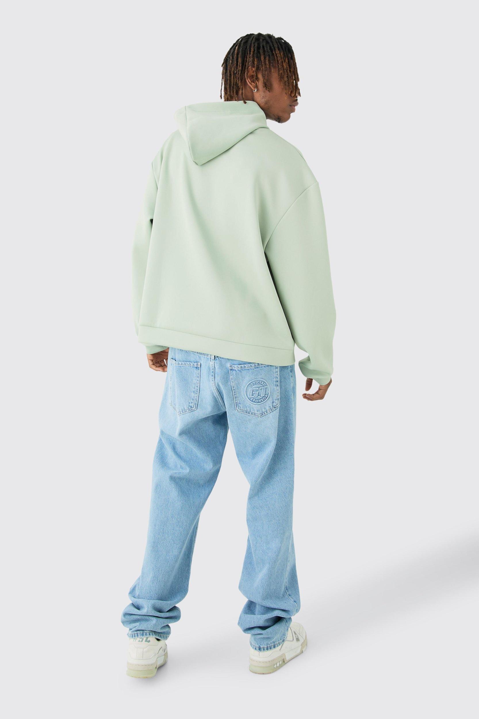 Tall Oversized Boxy Embossed Scuba Hoodie | boohooMAN USA Product Image