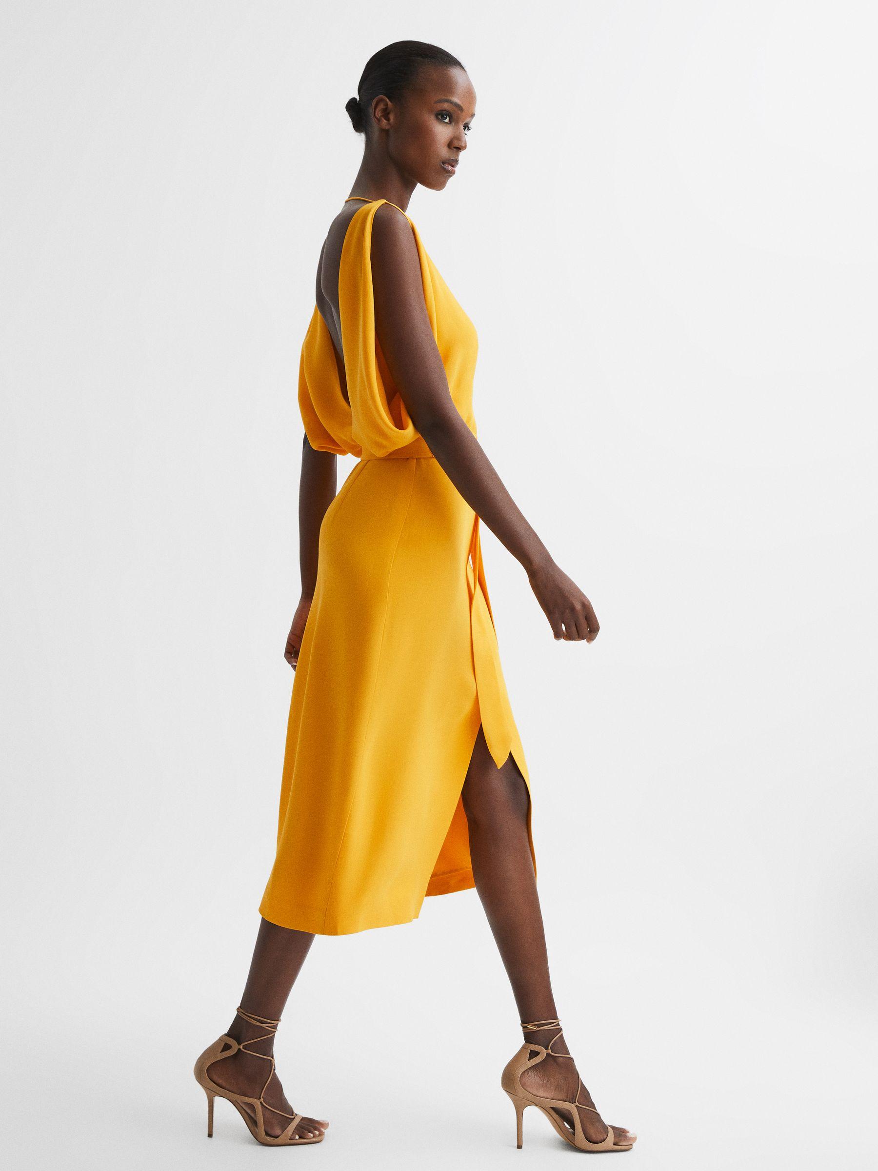 Split Sleeve Midi Dress in Yellow Product Image