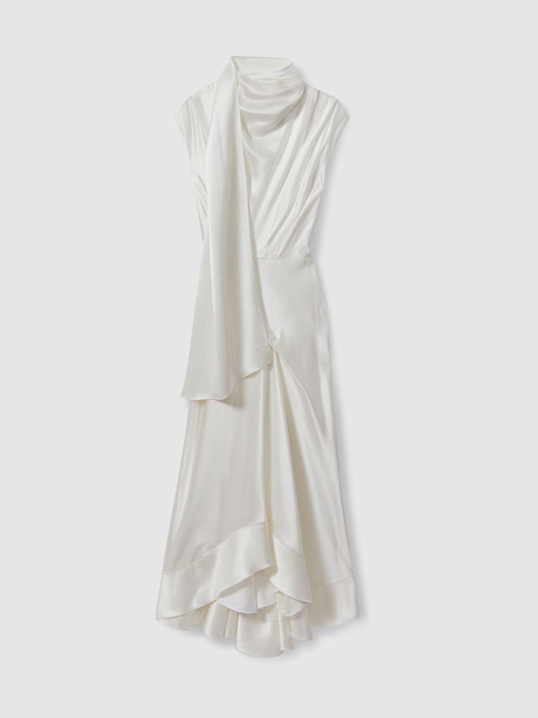 Acler Drape Element Asymmetric Midi Dress in Ivory Product Image