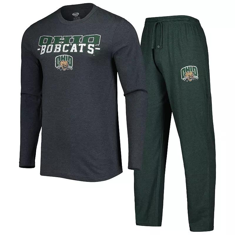 Men's Concepts Sport Green/Charcoal Ohio Bobcats Meter Long Sleeve T-Shirt & Pants Sleep Set, Size: Medium, Ohu Green Product Image