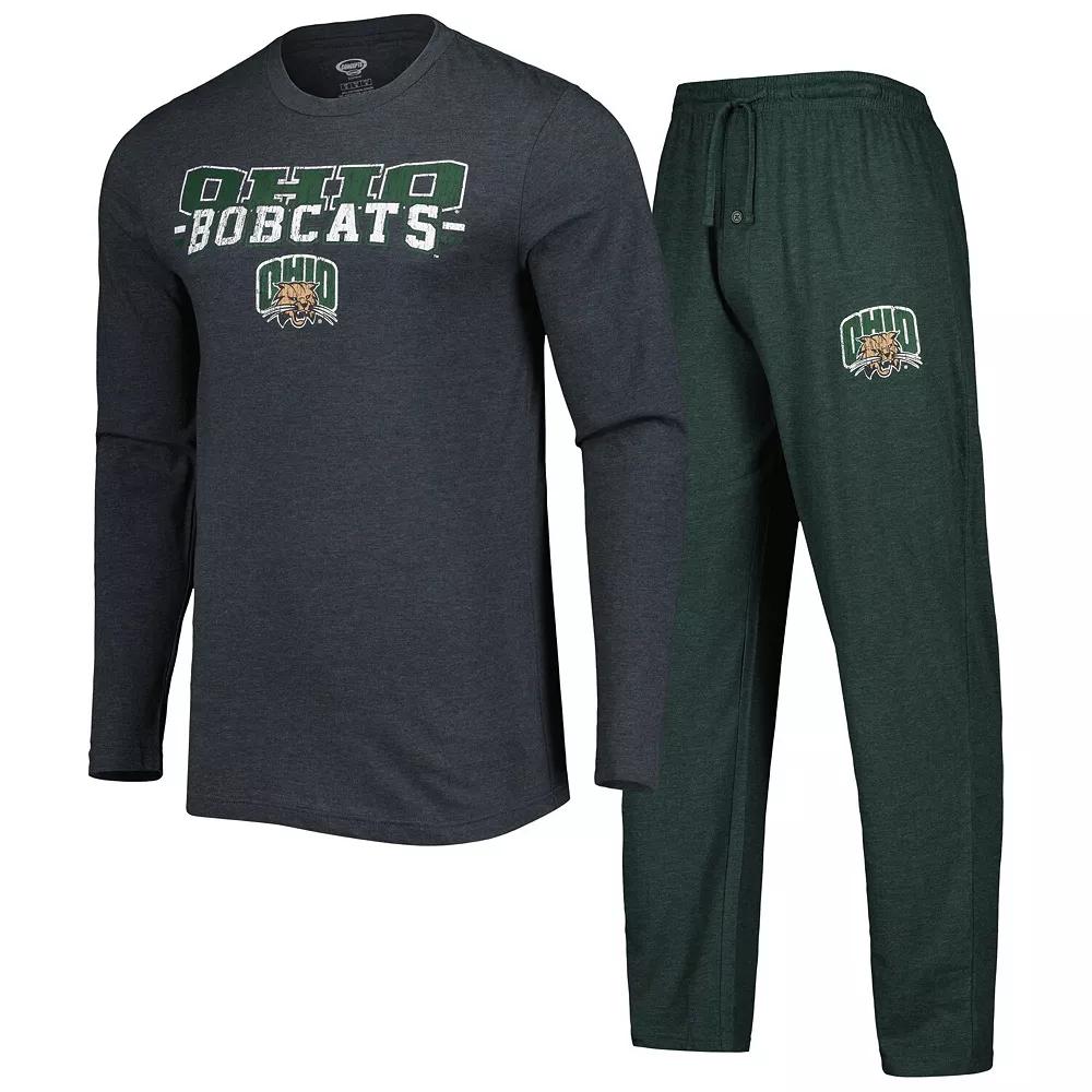 Men's Concepts Sport Green/Charcoal Ohio Bobcats Meter Long Sleeve T-Shirt & Pants Sleep Set, Size: Medium, Ohu Green Product Image