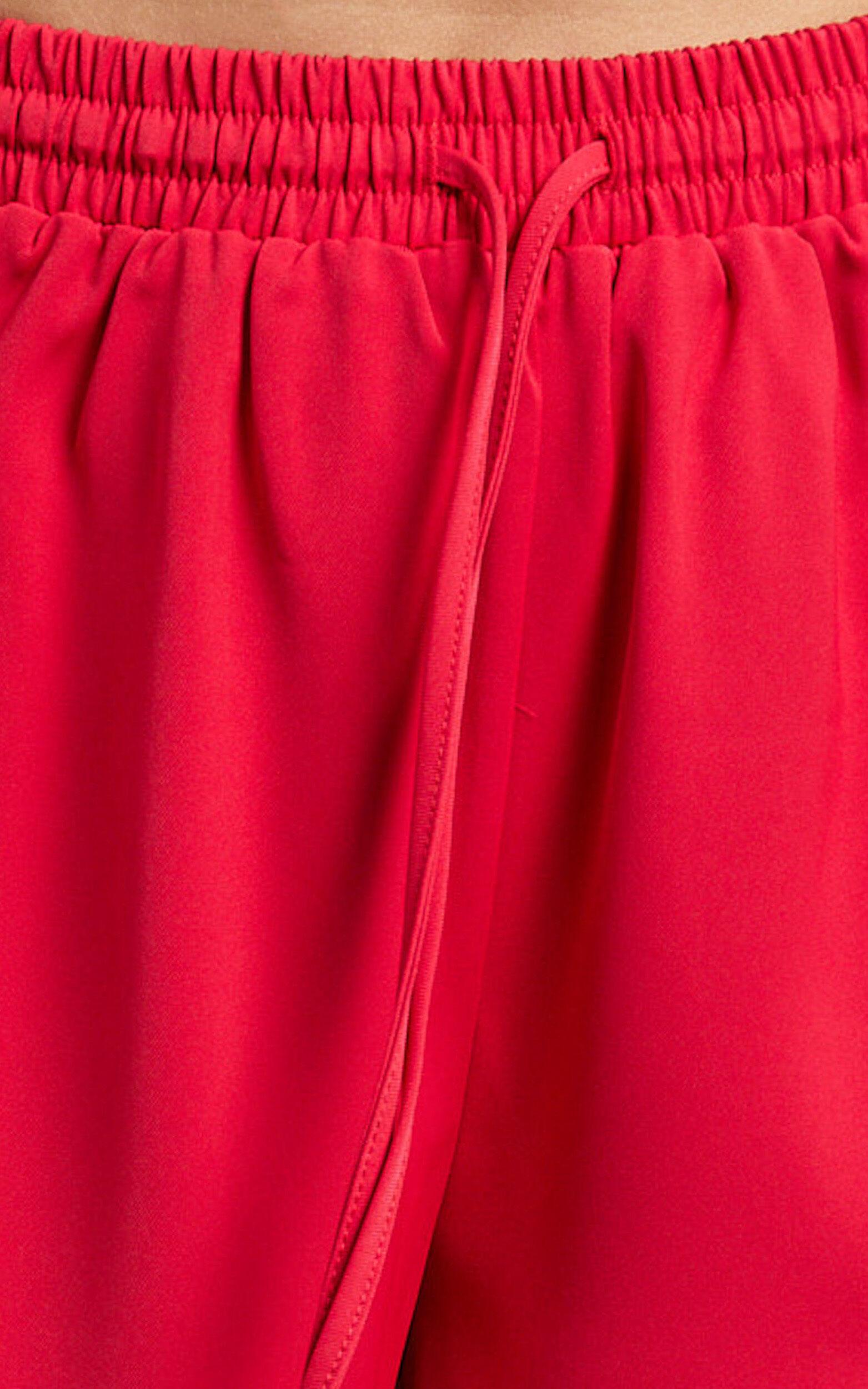 Davi Pants - Drawstring Waist Contrast Panel Tailored Pants in Red Product Image