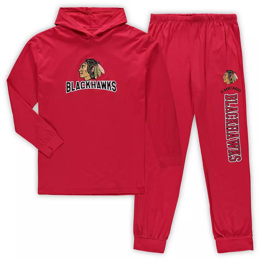 Men's Concepts Sport Red Chicago Blackhawks Big & Tall Pullover Hoodie & Joggers Sleep Set,  Product Image