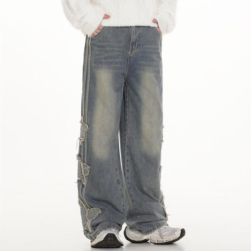 Vintage Street Star Patch Patchwork Jeans Product Image