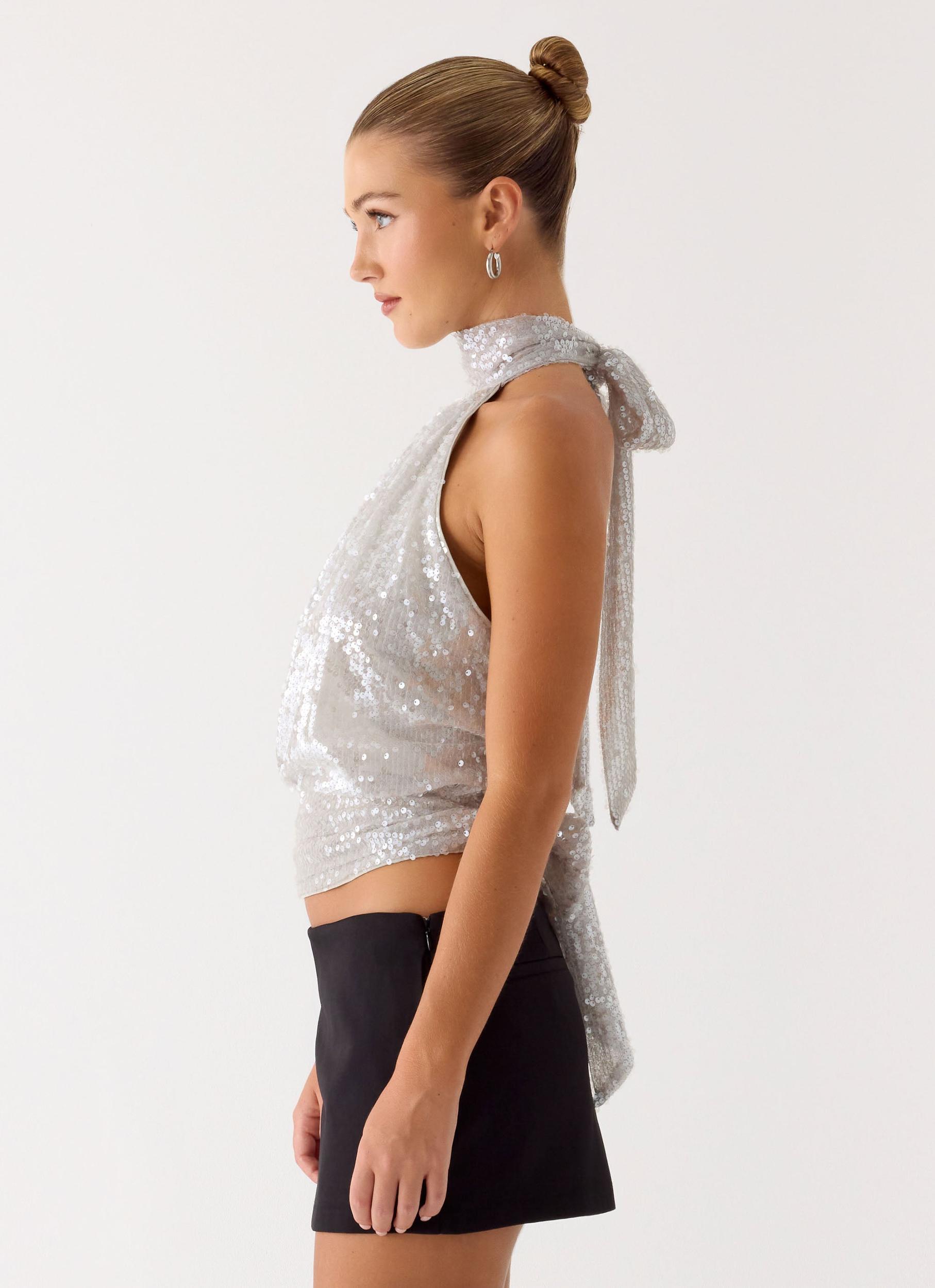 Willow Sequin Top - Silver Product Image