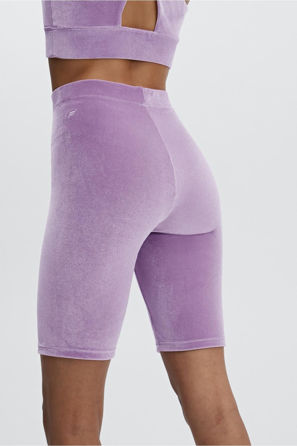 Fabletics High Waisted Velour Bike Short 9 Womens purple Size L Product Image