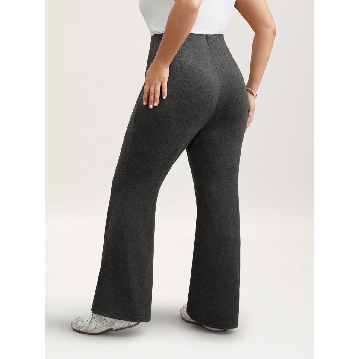 Plus Size Heather Midi-Rise Bootcut Pants Women DimGray Elegant Bootcut Mid Rise Everyday Pants BloomChic 10/M Product Image