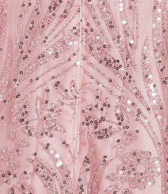 Blondie Nites Glitter Patterned Drape Neck Party Dress Product Image