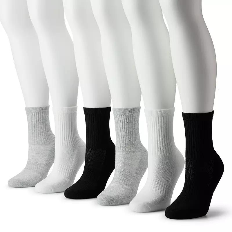 Womens FLX 6-Pack Athletic Half Crew Striped Socks Product Image
