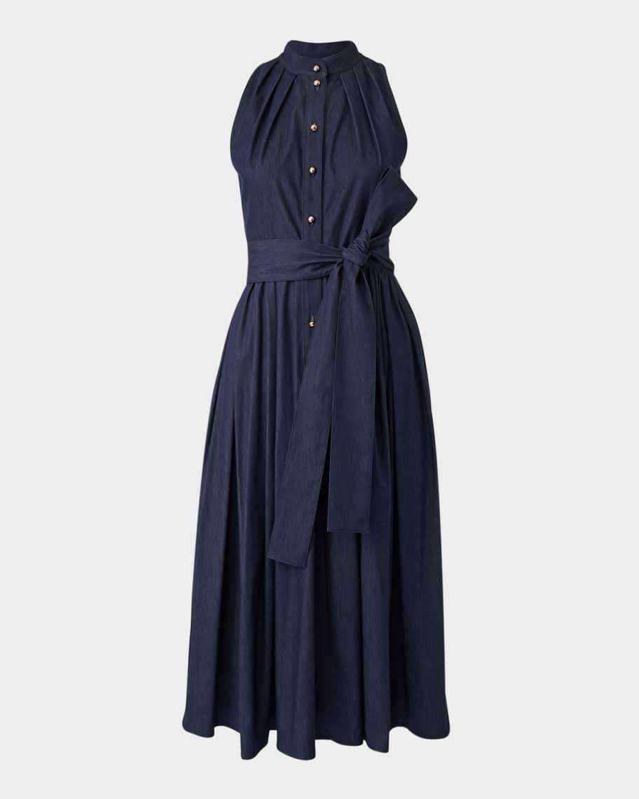 Pleated Self-Tie Full Midi Dress Product Image