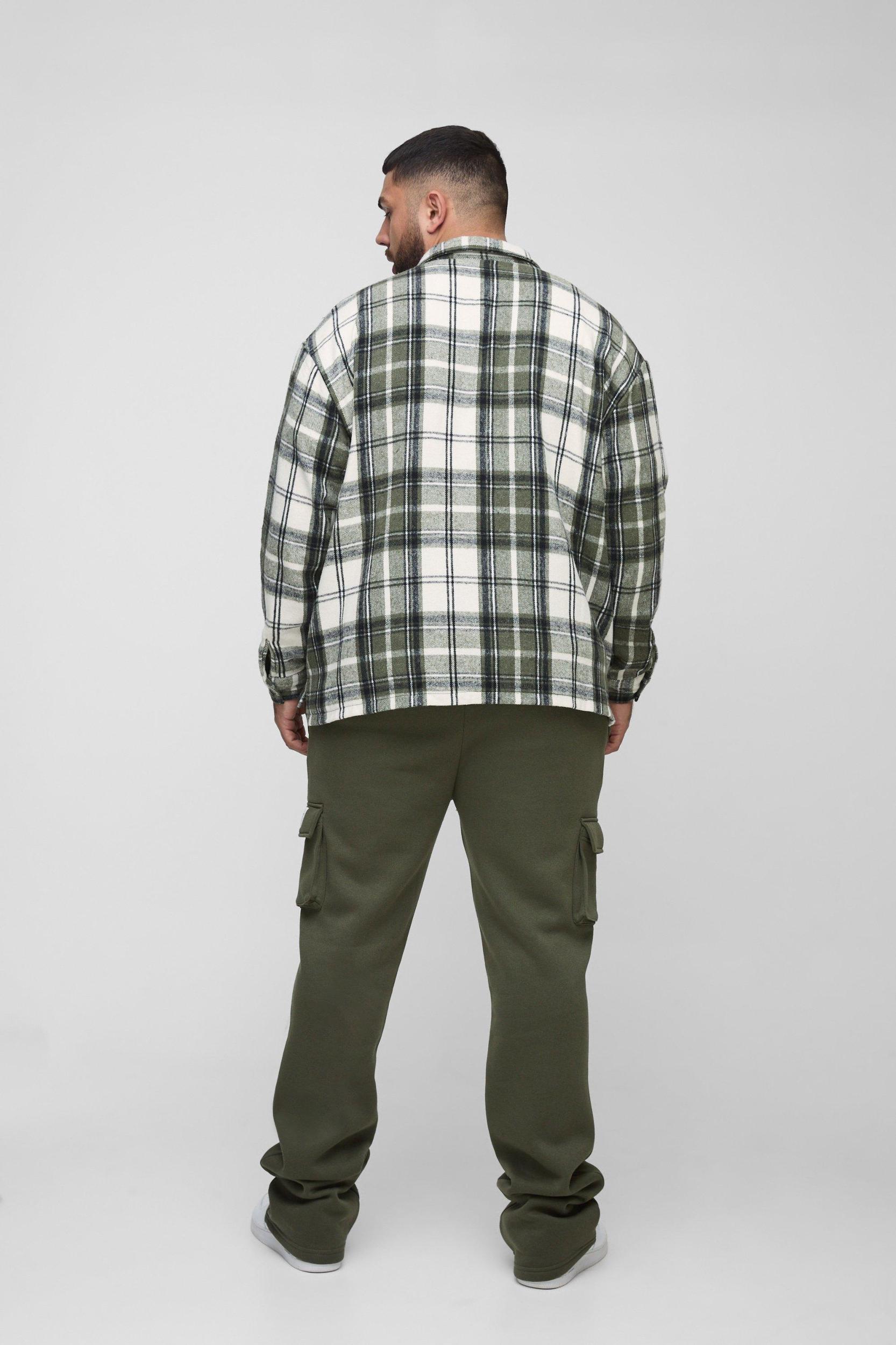 Plus Slim Fit Super Stacked Woven Tab Cargo Sweatpants | boohooMAN USA Product Image