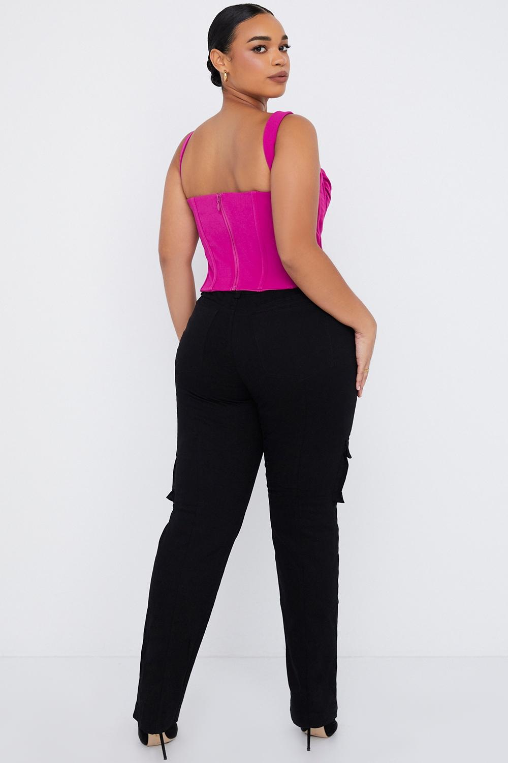 Breanna  black lace up cargo trousers Product Image