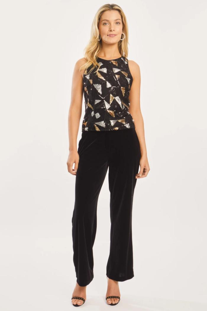 Felice Precious Metal Geo Sequin Top Product Image