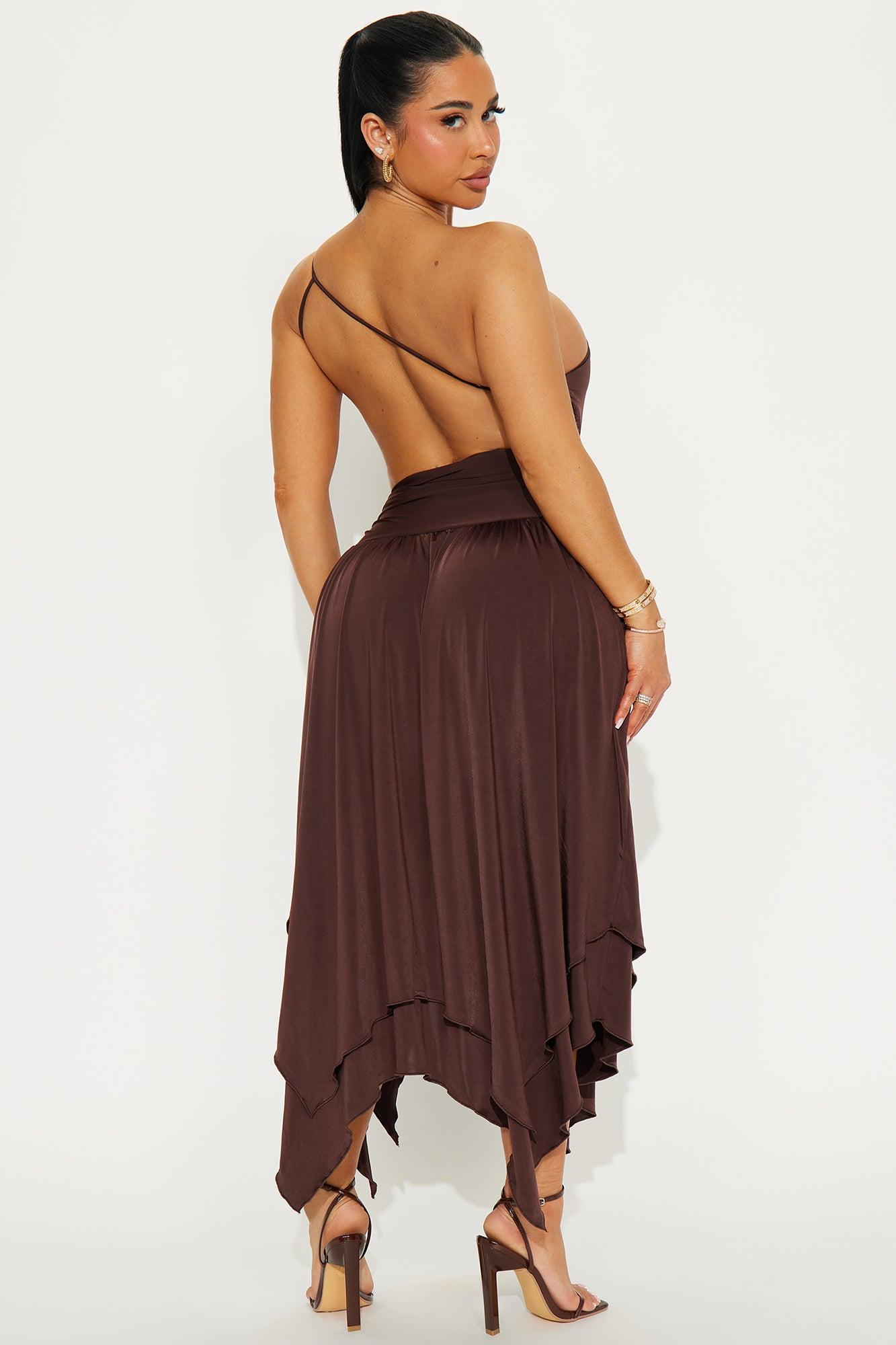 Midnight Essence Cut Out Midi Dress - Chocolate Product Image