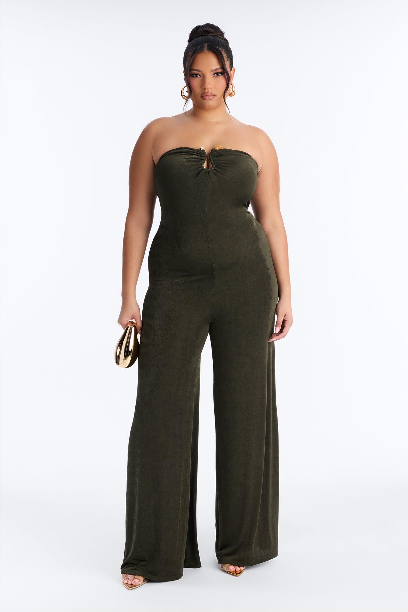 Kenna Strapless Wide Leg Jumpsuit - Olive Female Product Image