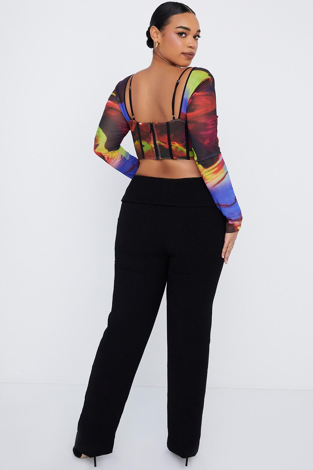 Ava  black fold front trousers - sale Product Image