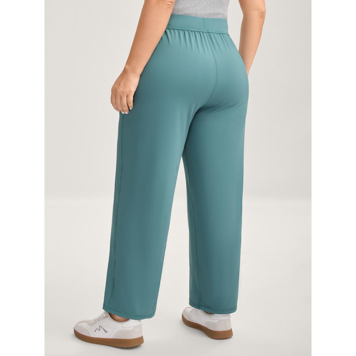 Plus Size Stretchy Pull-On Straight-Leg Pants Women Cerulean Casual Straight Leg Mid Rise Casual Pants BloomChic 14-16/1X Product Image