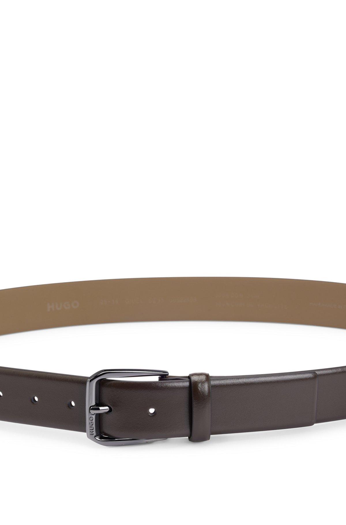 Italian-leather belt with branded buckle Product Image