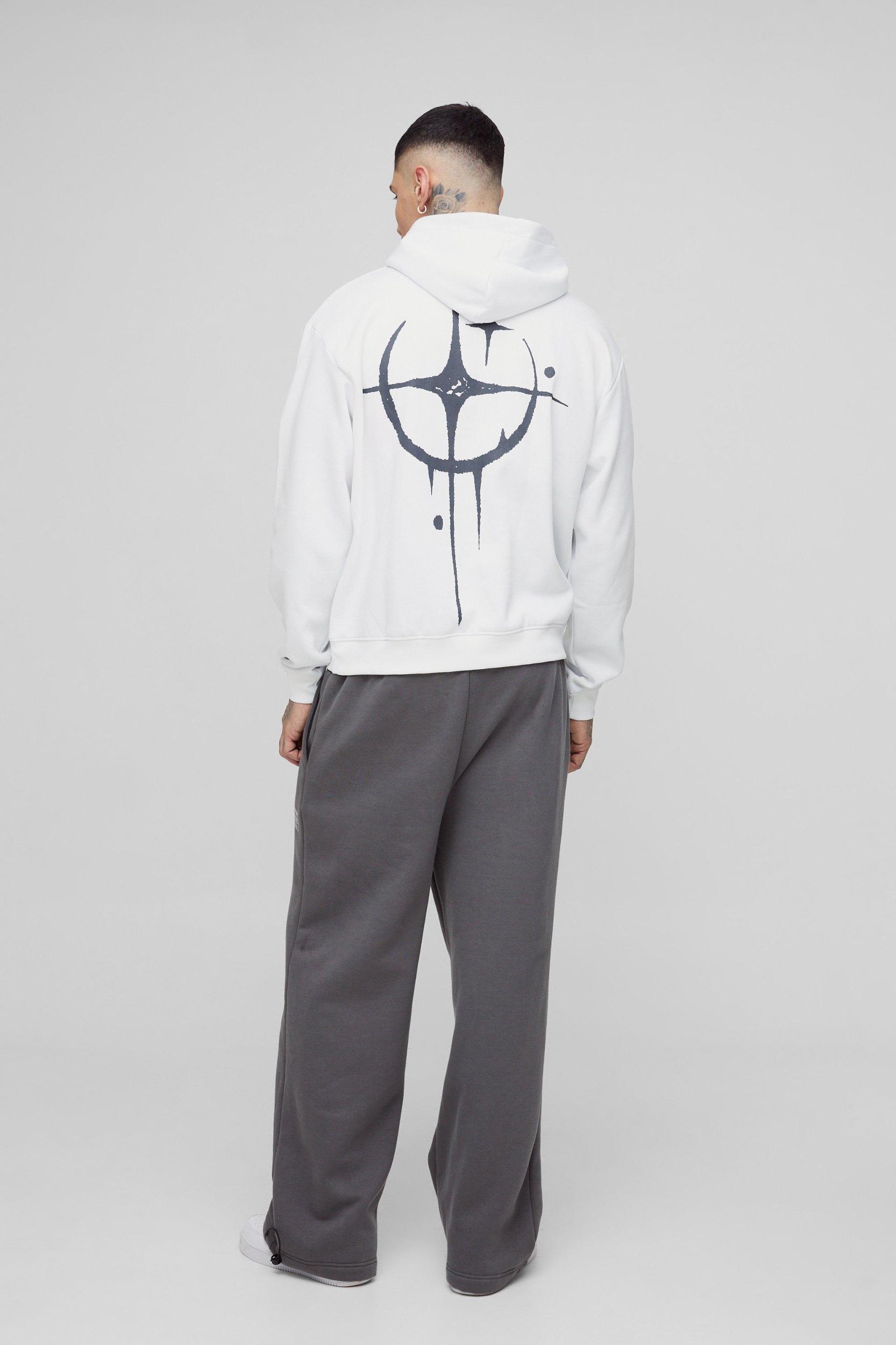 Tall Oversized Boxy Homme Graffiti Print Hoodie | boohooMAN USA Product Image