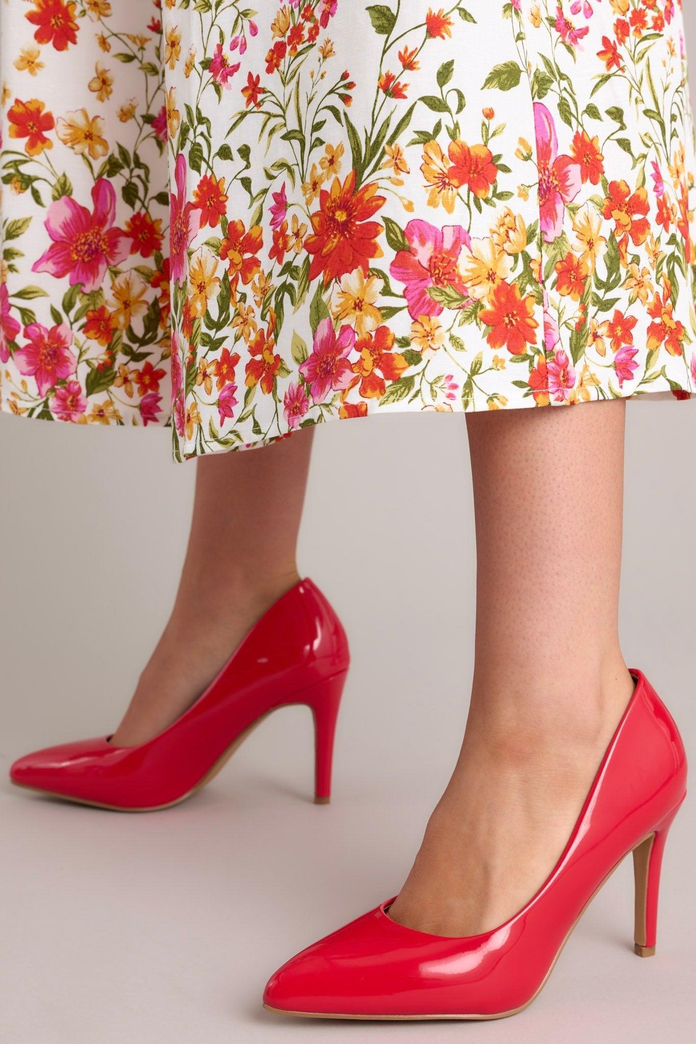 Magic Moments Pointed Toe Red High Heel Pumps Product Image