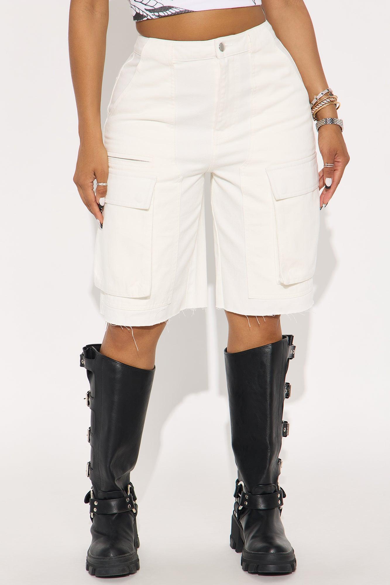 Parker Denim Cargo Jorts - White Female Product Image