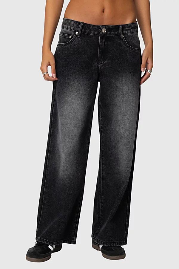 Edikted Petite Magda Low Rise Acid Wash Jeans Womens at Urban Outfitters Product Image