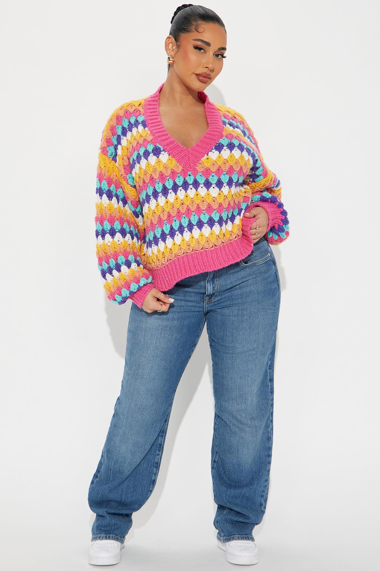My Best Friends Striped Sweater - Multi Color Product Image