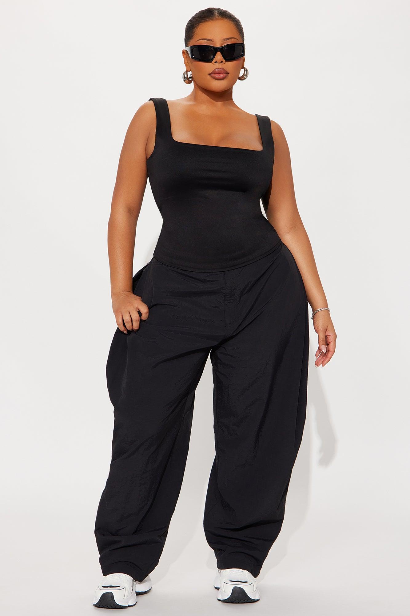 Contour Double Lined Square Neck Tank Top - Black Female Product Image