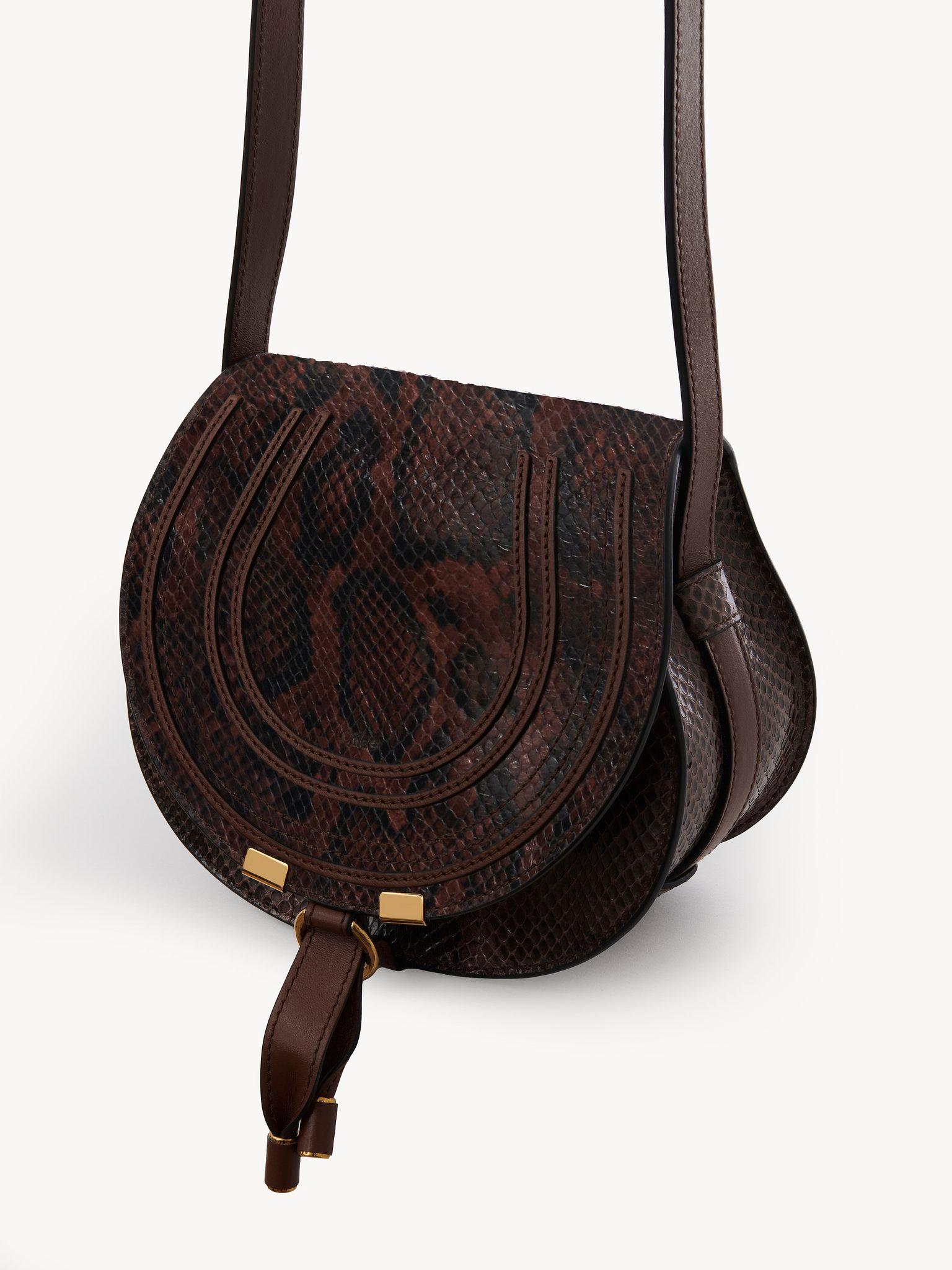 Small Marcie saddle bag in python-effect leather Product Image