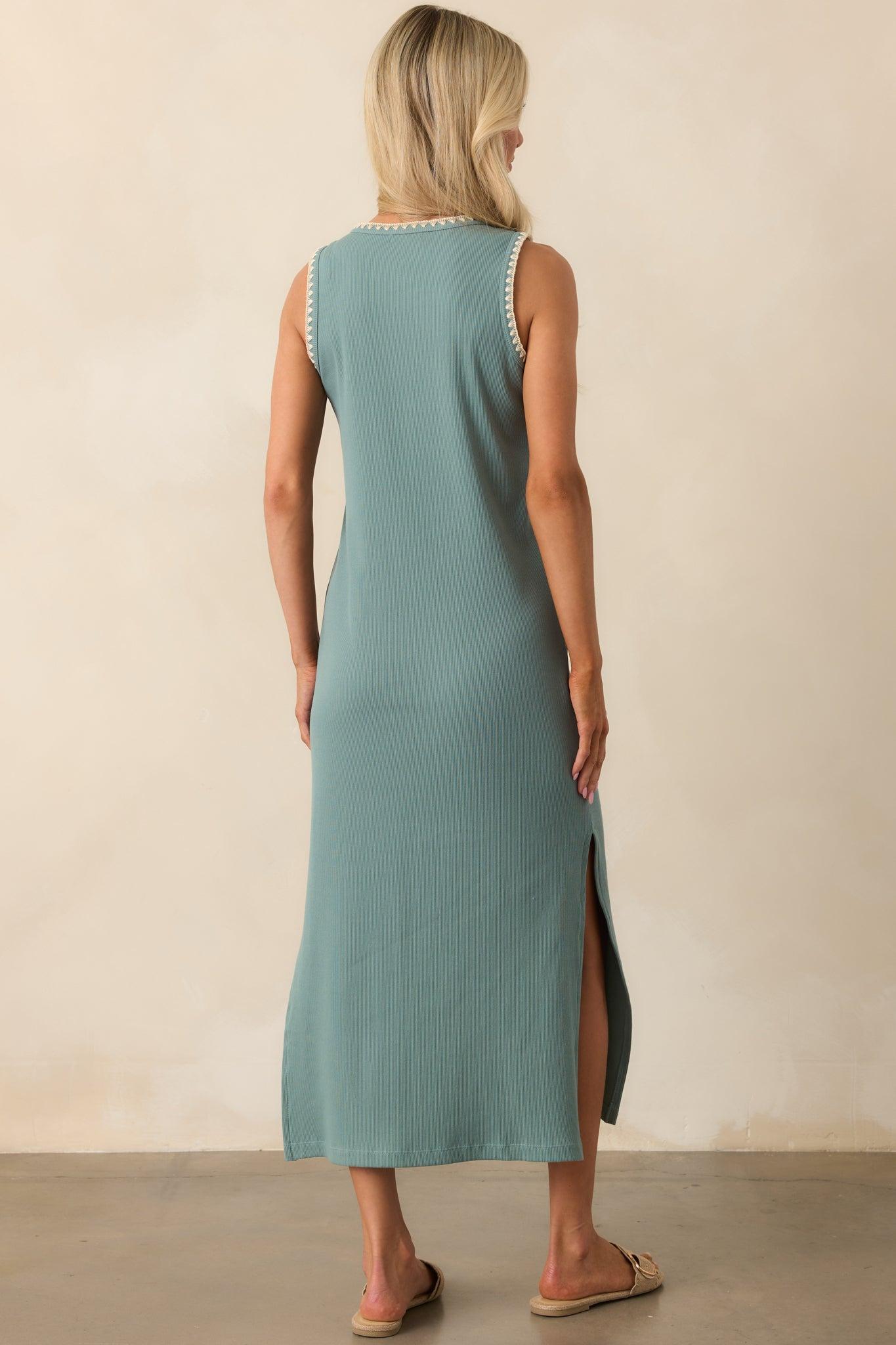 Z Supply Sage Green Cotton Delamer Whipstitch Rib Midi Dress Product Image