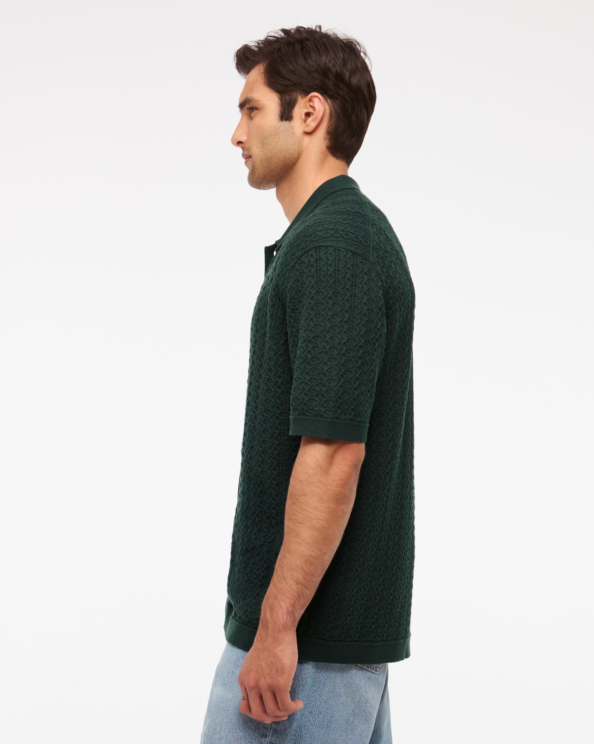 Cable Button-Through Sweater Polo Product Image