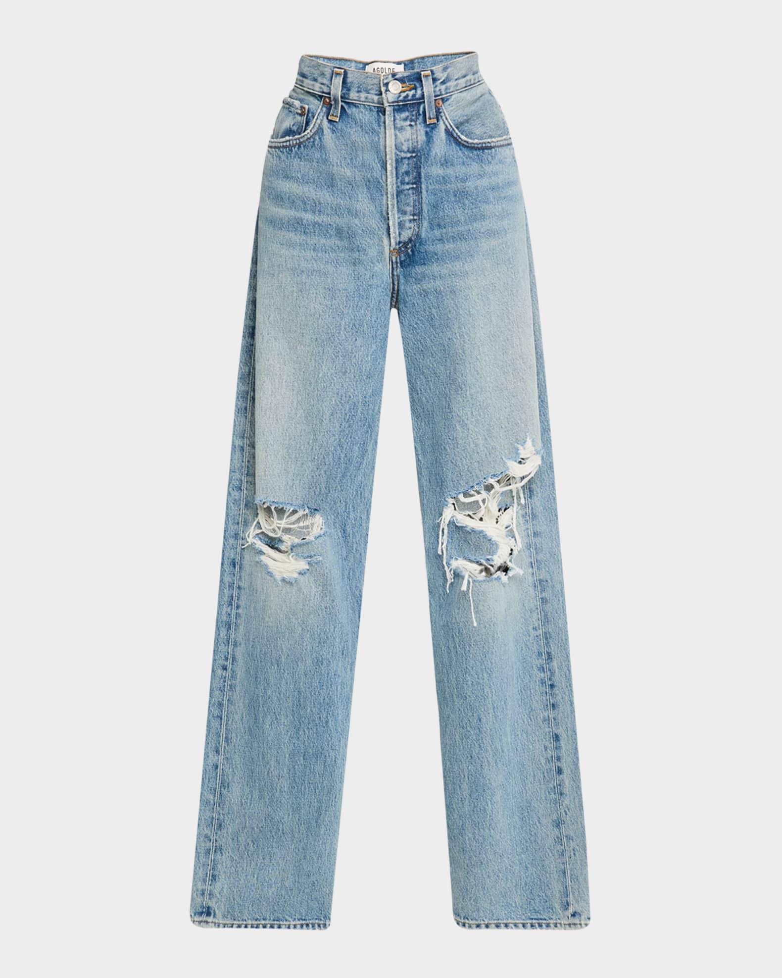 Kelly Distressed Straight Jeans Product Image