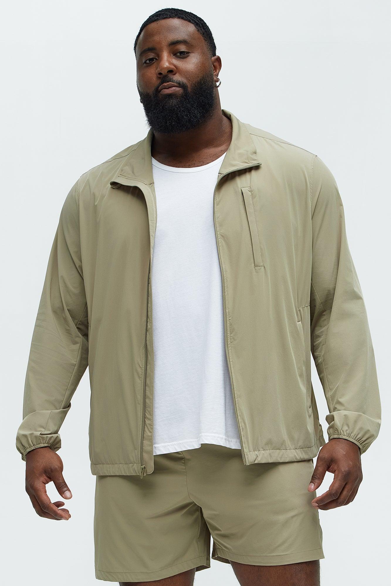 Lightweight Stretch Running Windbreaker Jacket - Taupe Product Image