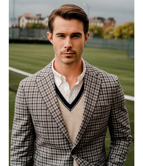 Hickey Freeman Classic Fit Linen Wool Blend Check Sport Coat Product Image