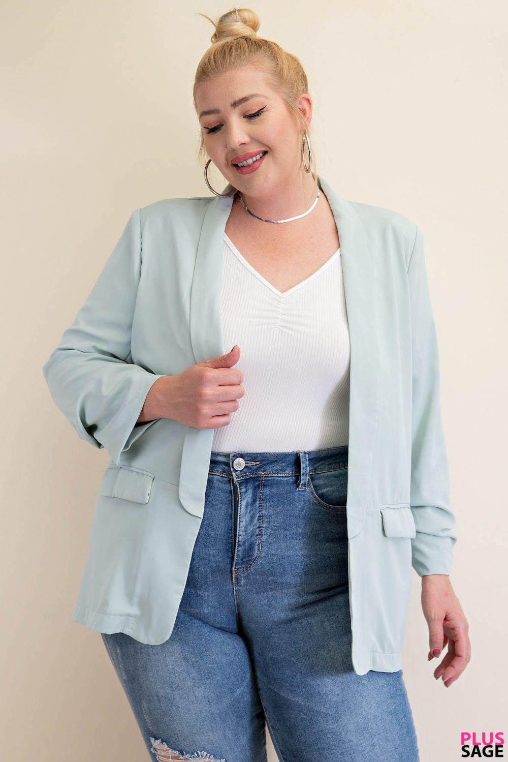 5524   Traci Ruched Sleeve Lined Blazer - Reg & Plus! Product Image
