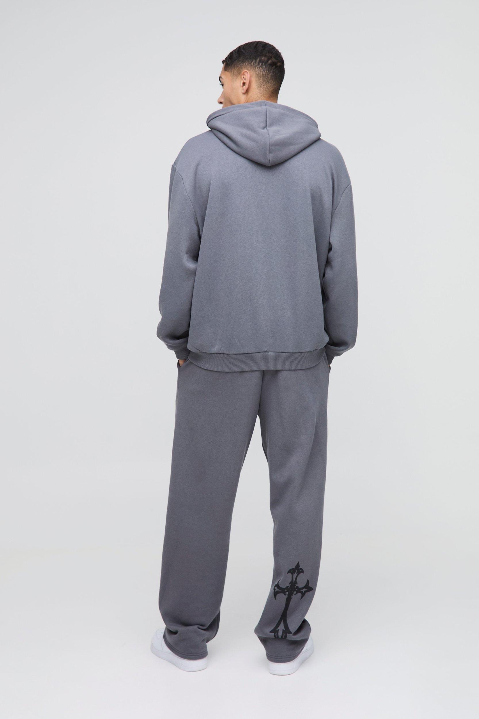 Oversized Homme Cross Hooded Tracksuit | boohooMAN USA Product Image