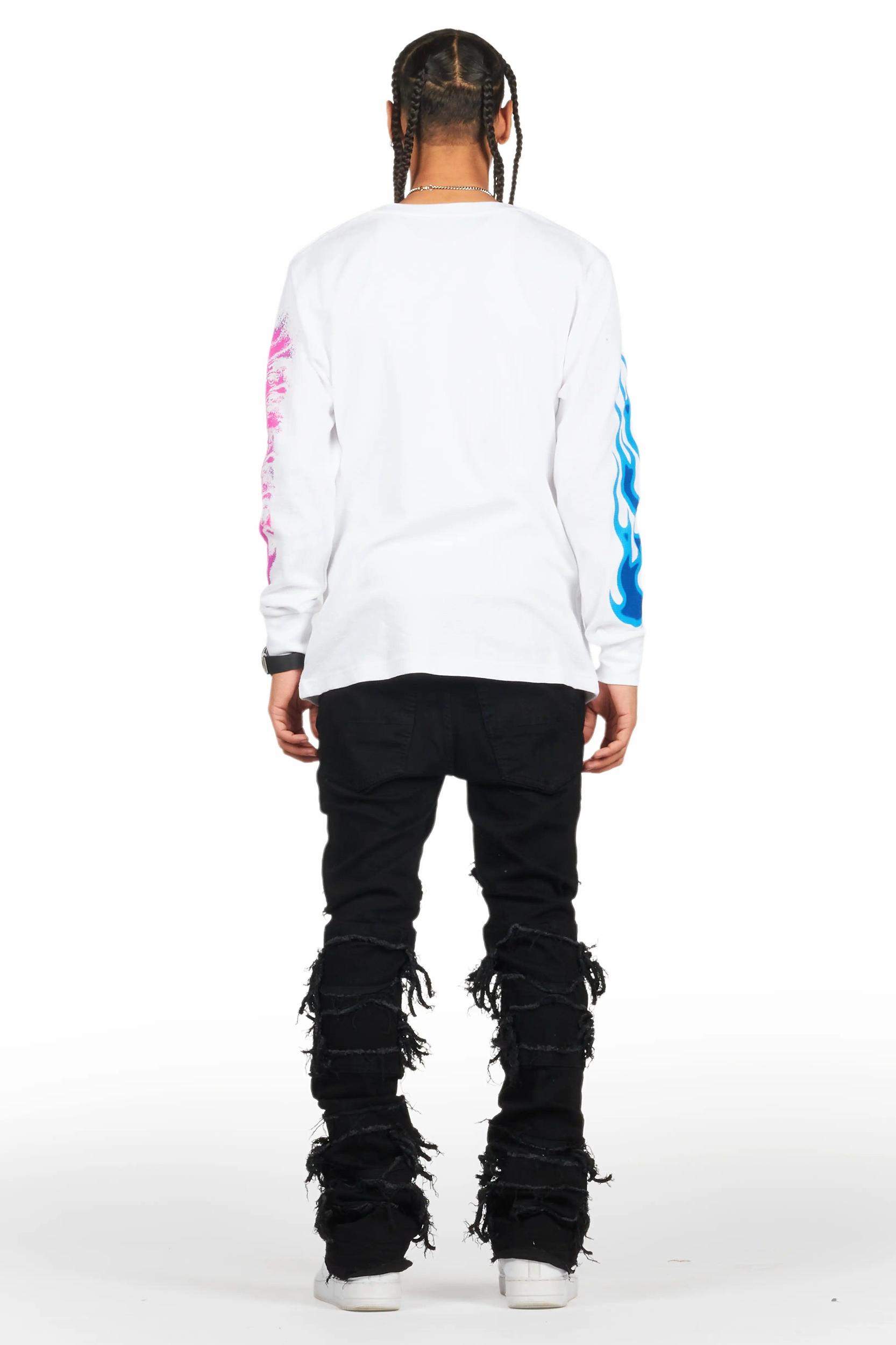 Vasco Jet Black Stacked Flare Jean Male Product Image