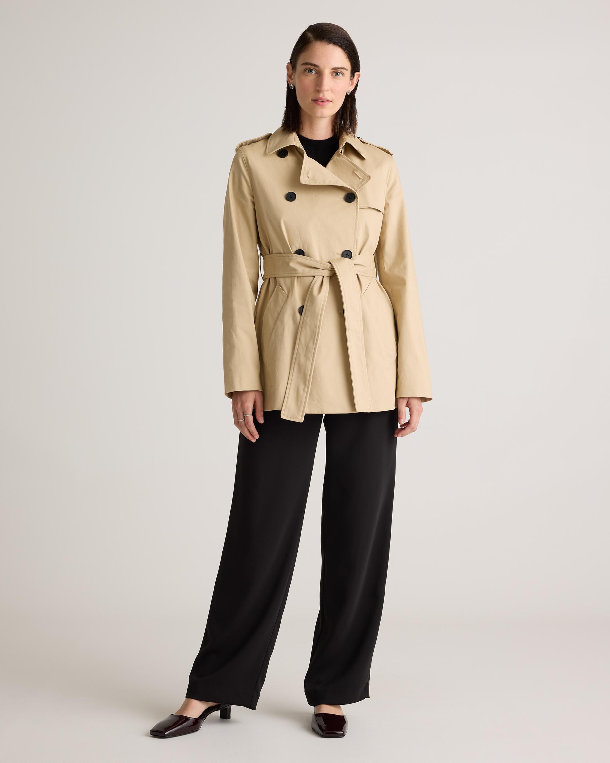 Quince | Women's Comfort Stretch Short Trench Coat Organic Cotton Product Image