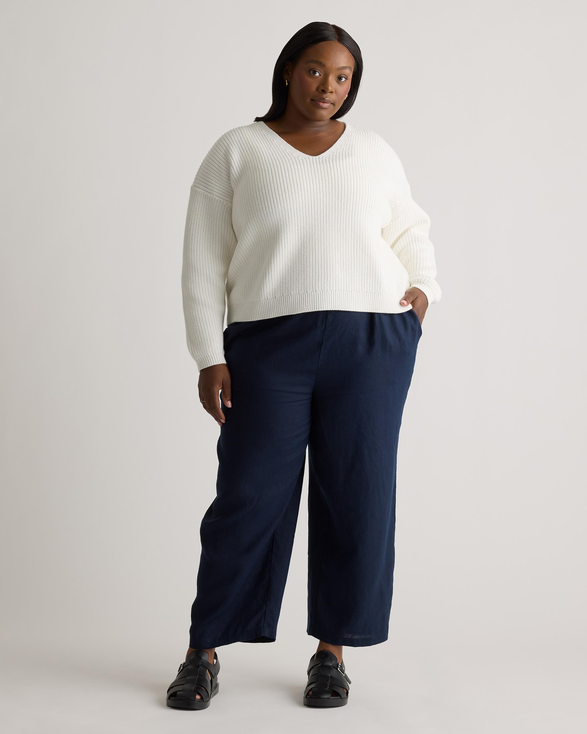 Quince | Women's Fisherman V-Neck Sweater Organic Cotton Product Image