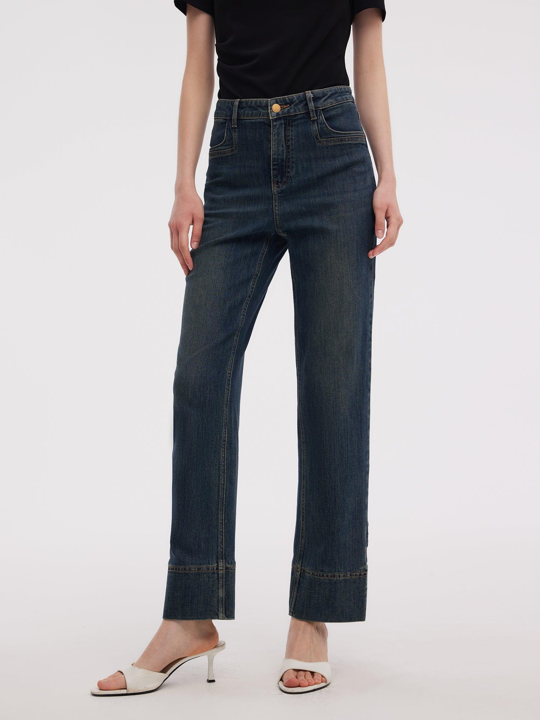 Denim Women Ankle-Length Cuffed Jeans Product Image