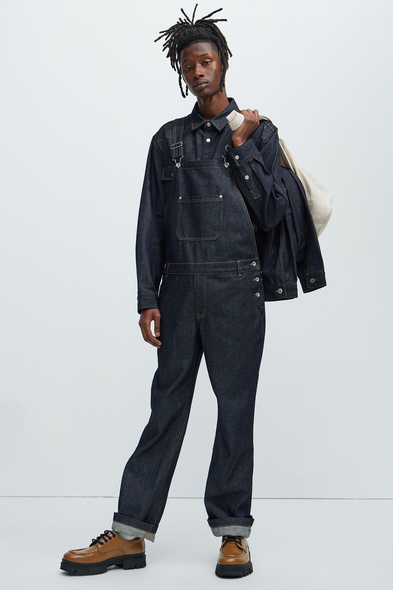 Collin Raw Denim Overalls - Indigo Product Image