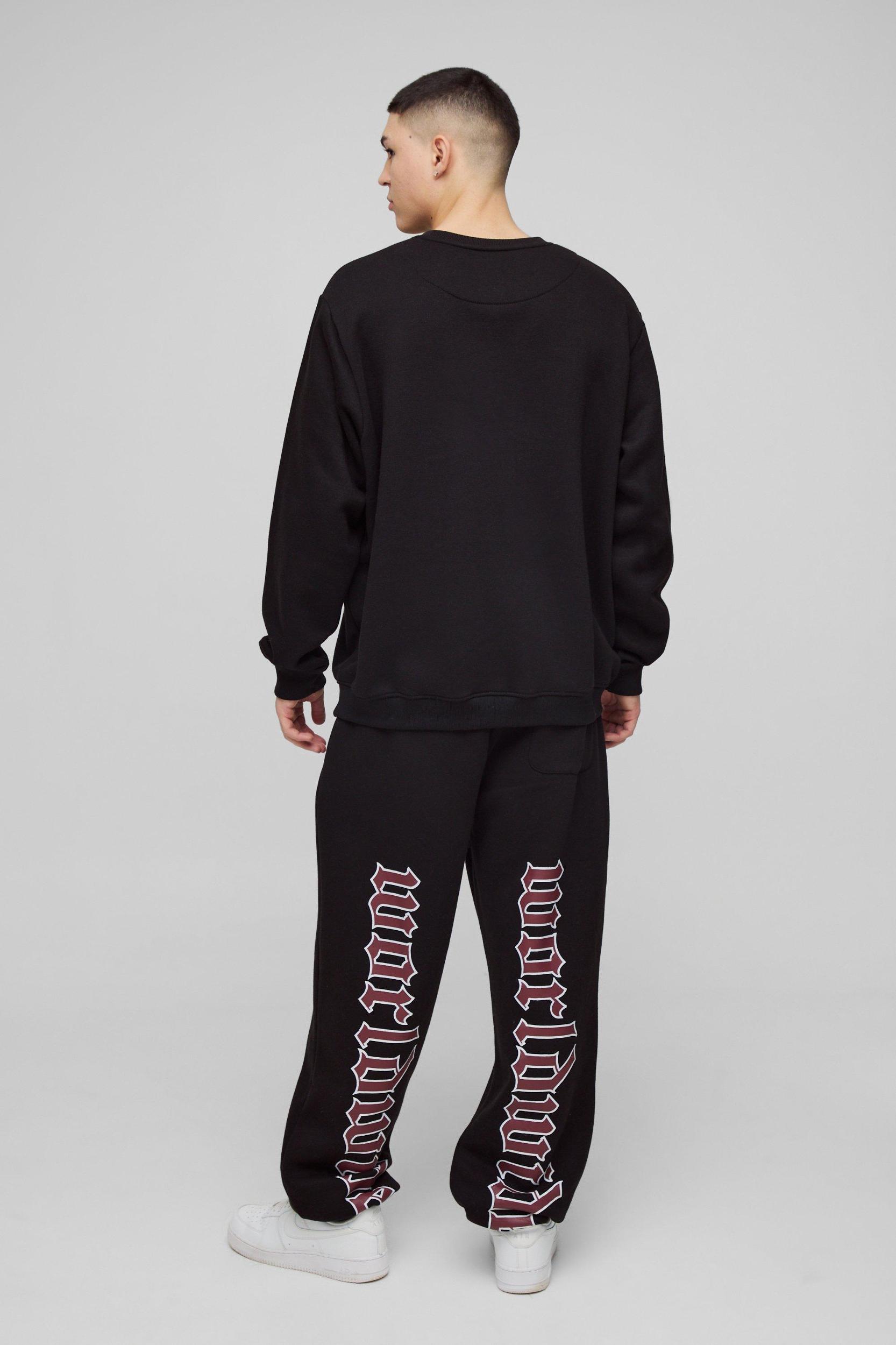 Oversized Large Scale Worldwide Cuffed Sweatpants | boohooMAN USA Product Image