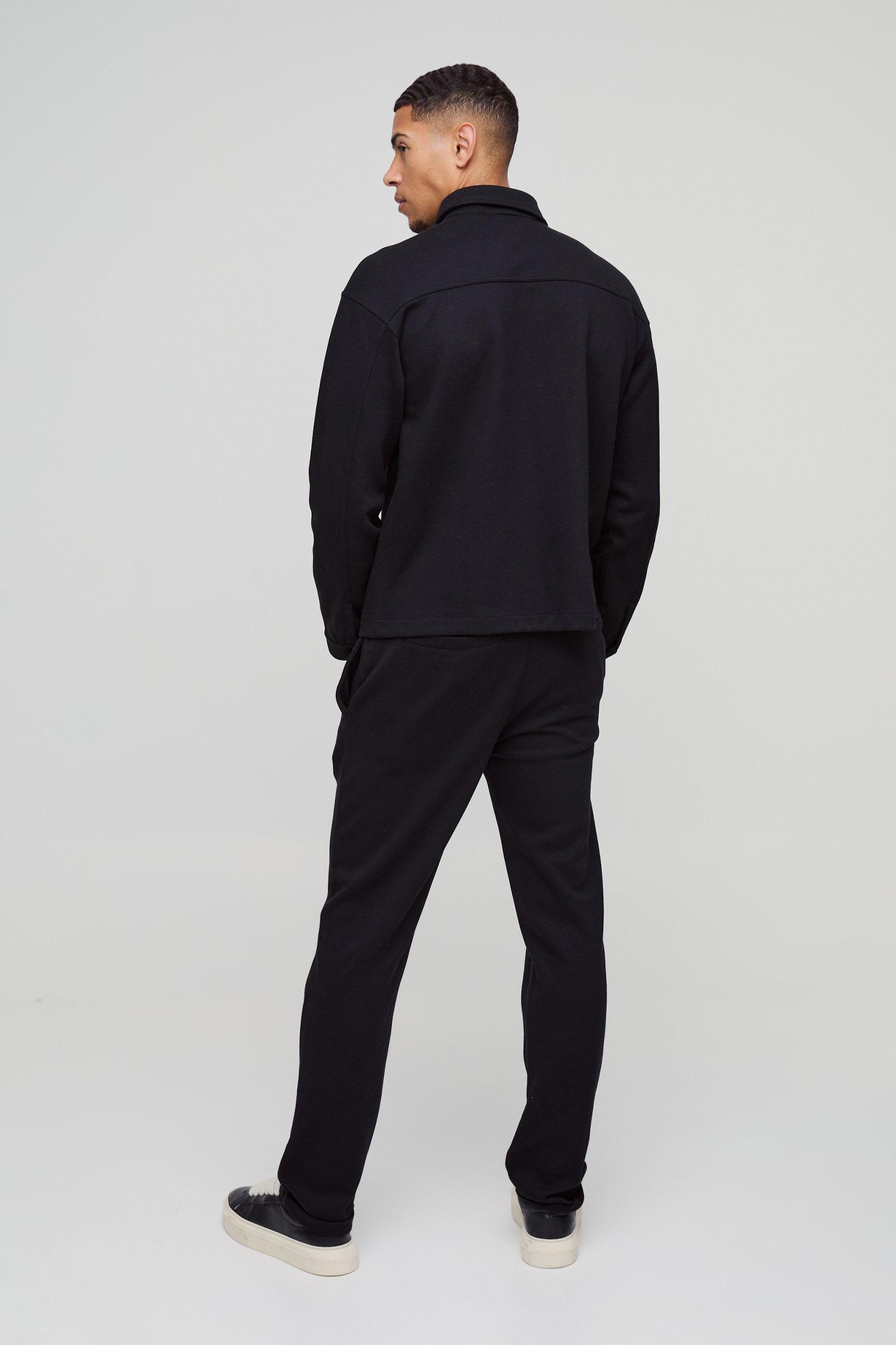 Textured Shirt Jacket & Tapered Pants Set | boohooMAN USA Product Image