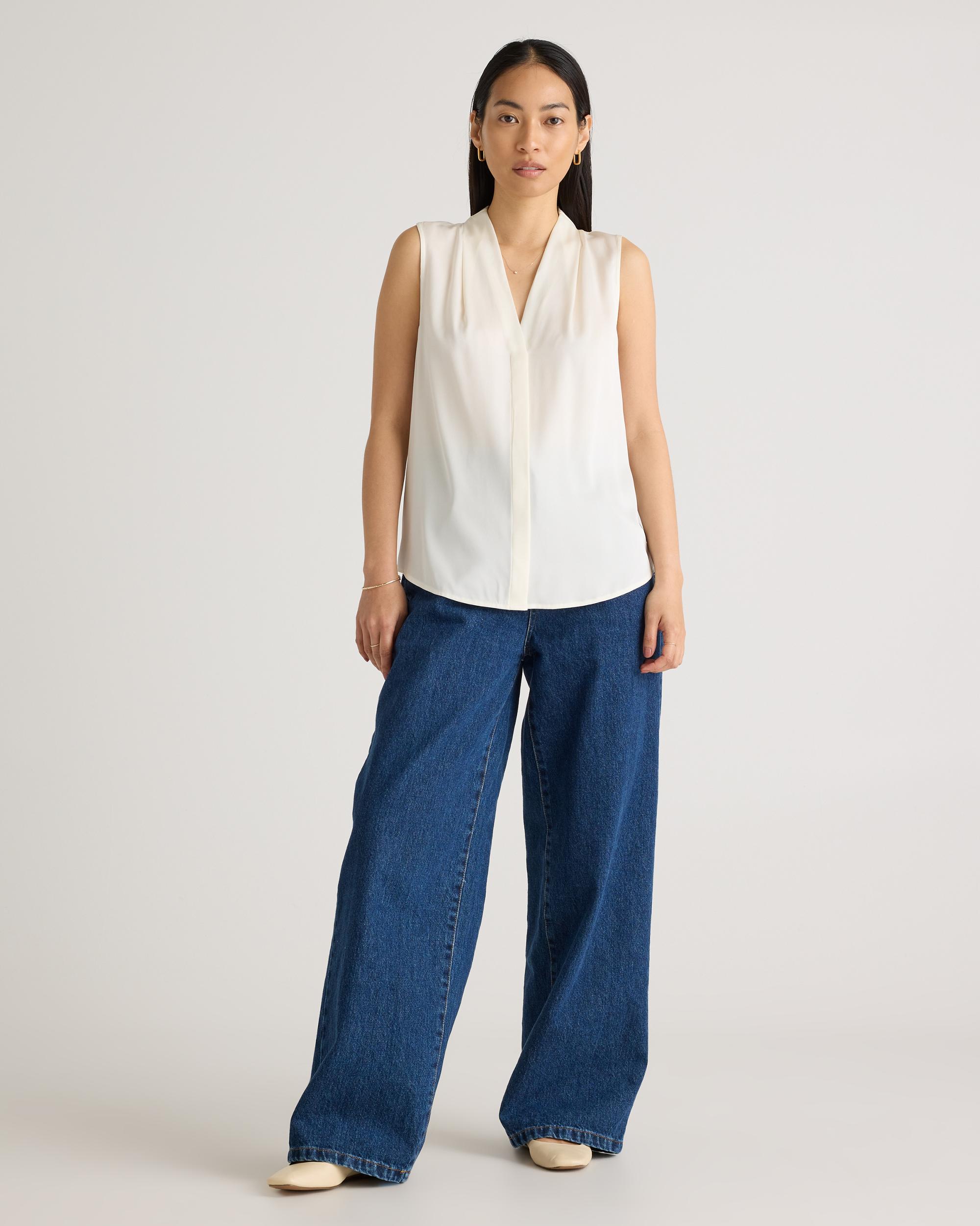 Quince | Women's 100% Washable Silk Stretch Sleeveless Blouse Product Image