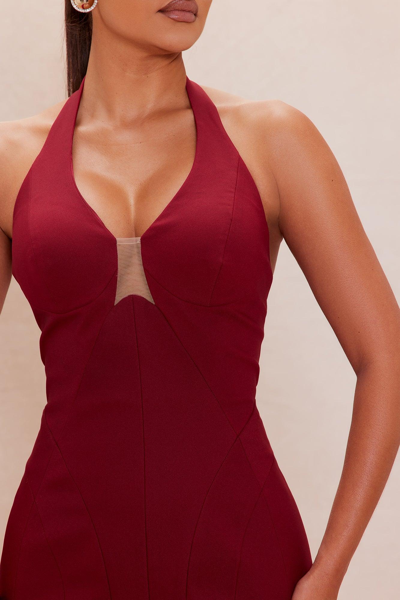 Anna Halter Midi Dress - Wine Female Product Image