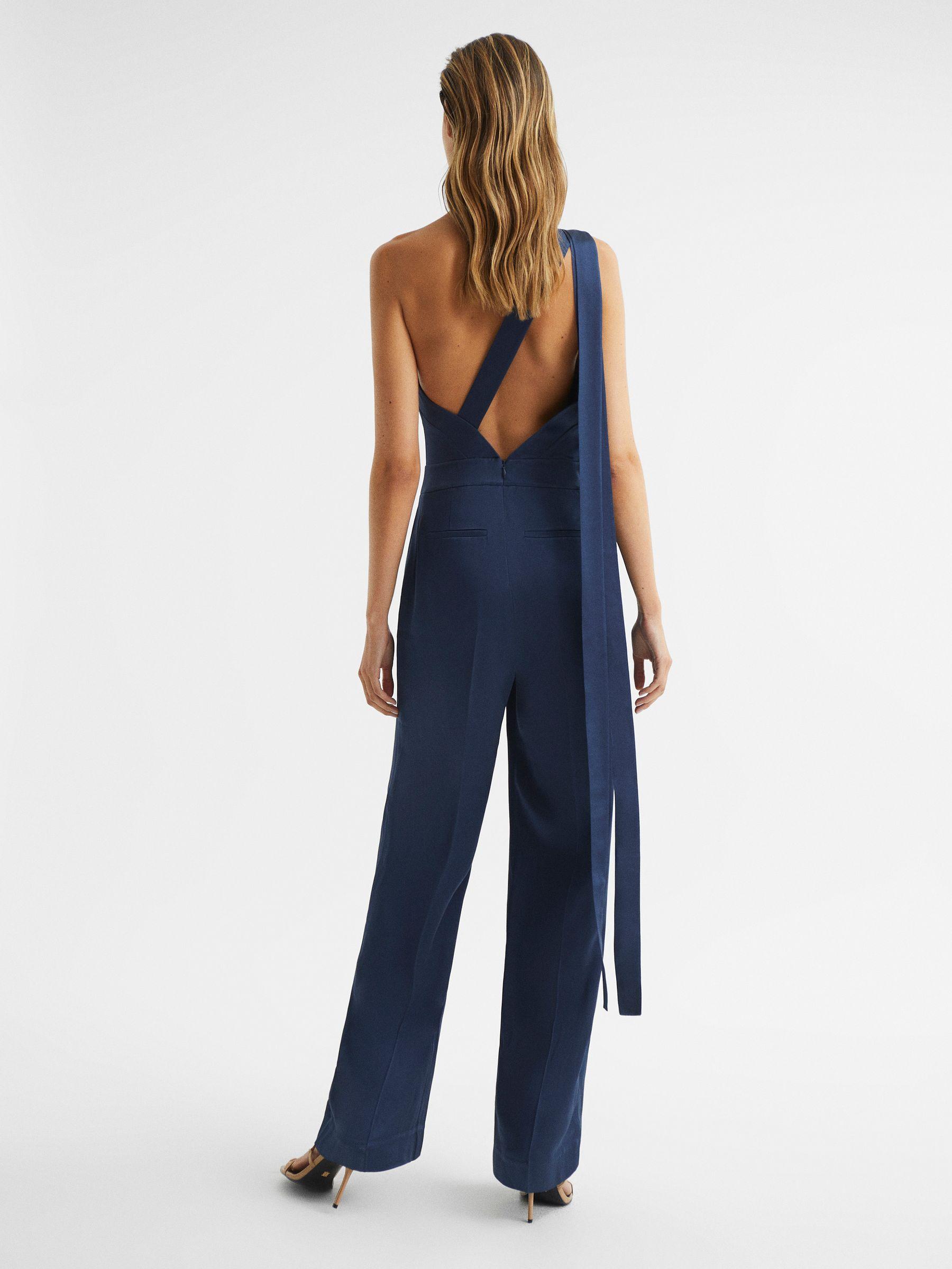 Bridesmaid One Shoulder Jumpsuit in Navy Product Image