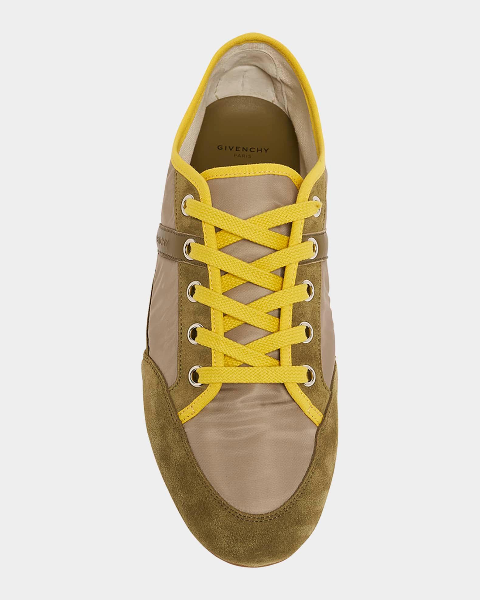 Men's Slim Nylon and Suede Low-Top Sneakers Product Image