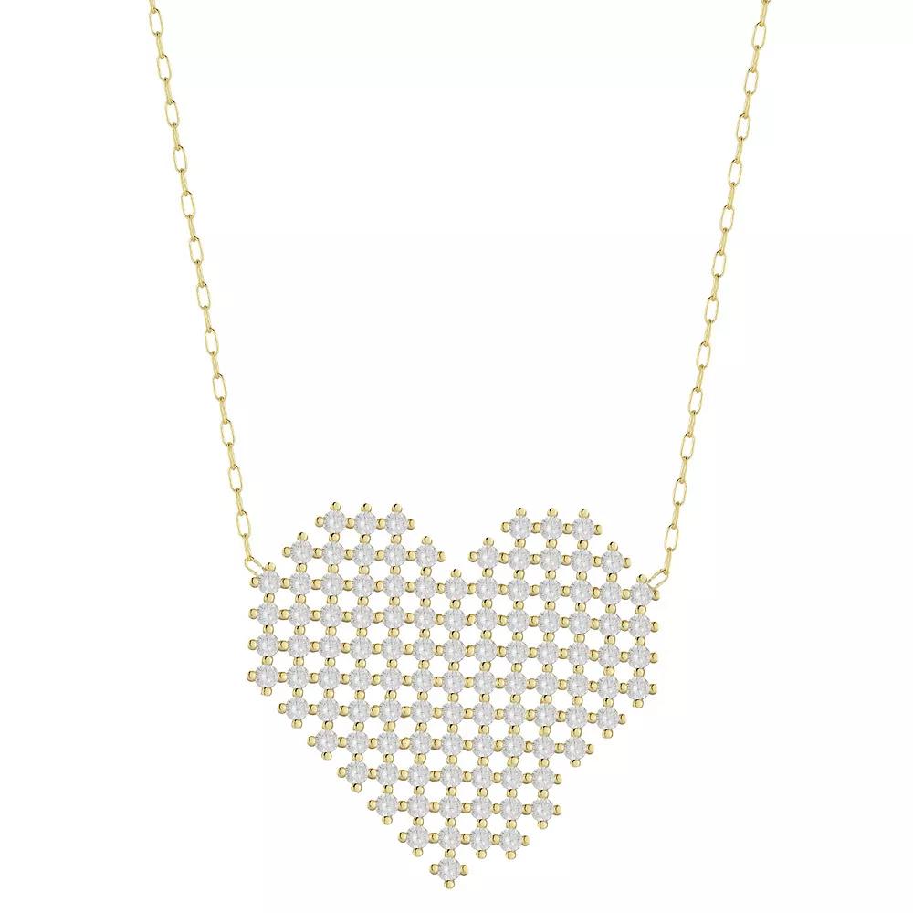 Sunkissed Sterling Cubic Zirconia Pixel Heart Necklace, Women's, Size: 18", Gold Tone Product Image
