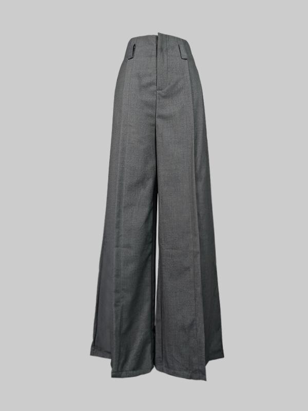 Loose Wide Pants High-Waisted Pleated Split-Front Pants Trousers Product Image
