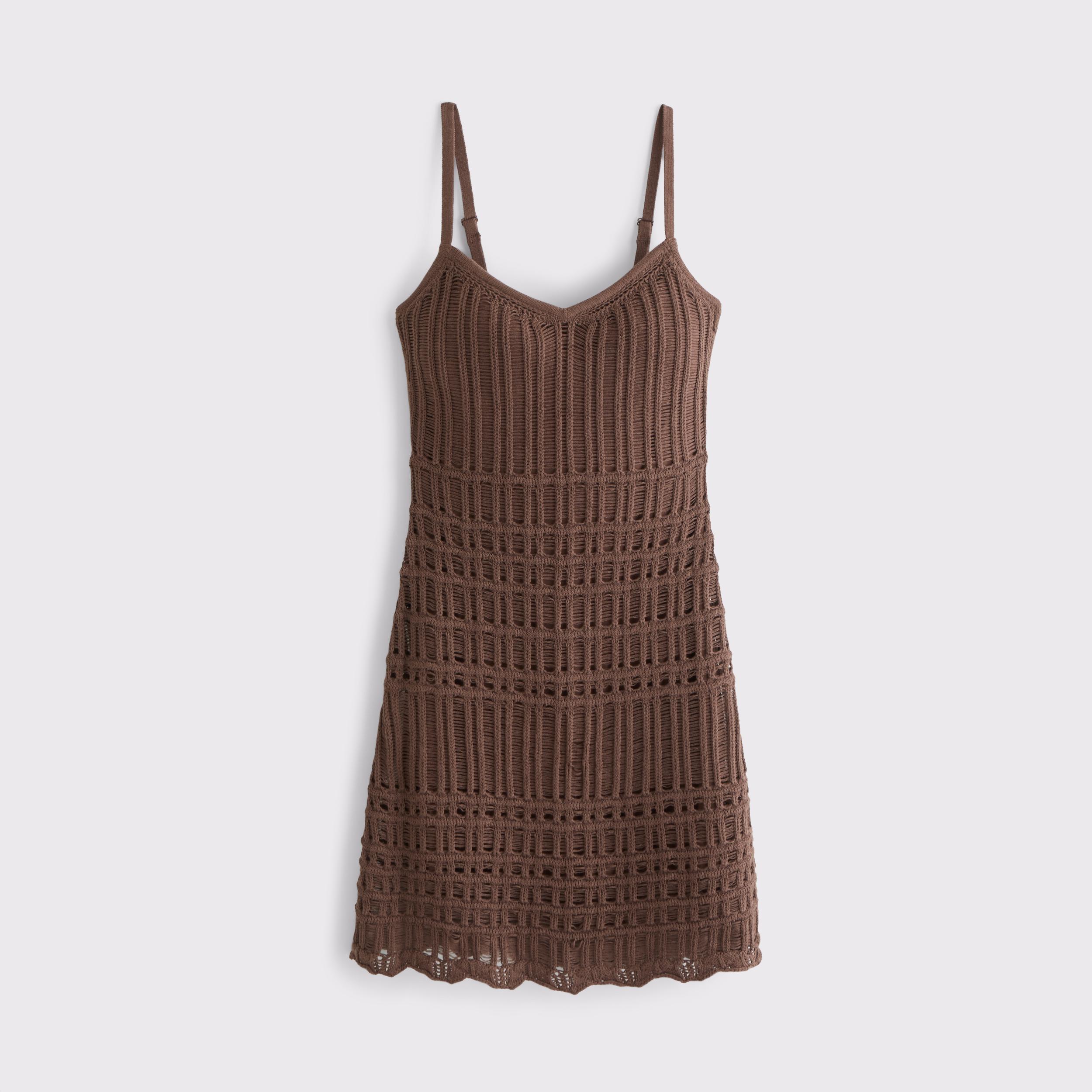 Crochet-Style V-Neck Mini Dress Product Image